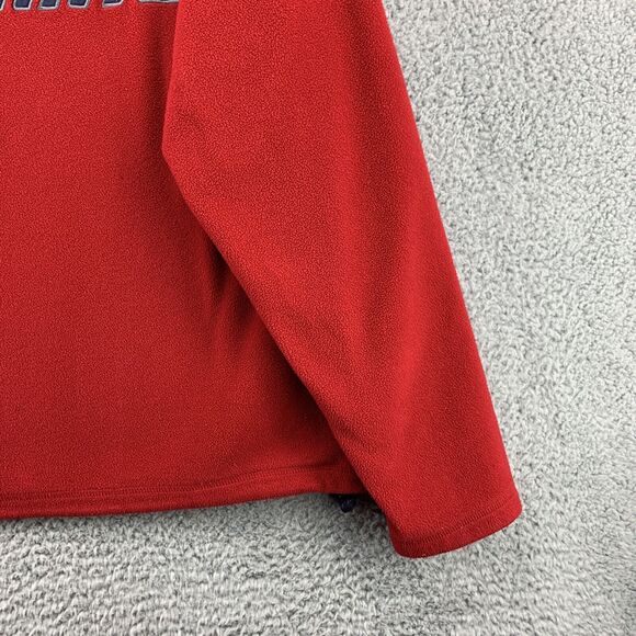 Old Navy Men's Fleece Sweater Sz Large Red Embroidered Logo Quarter Zip Pullover - Picture 7 of 13